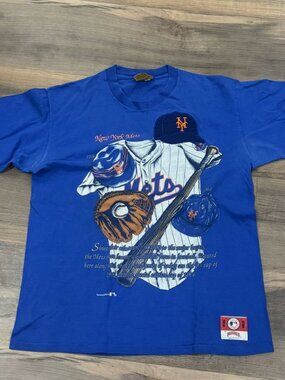 Vintage New York Mets Tee 1990s Med Nutmeg Cooperstown Collection